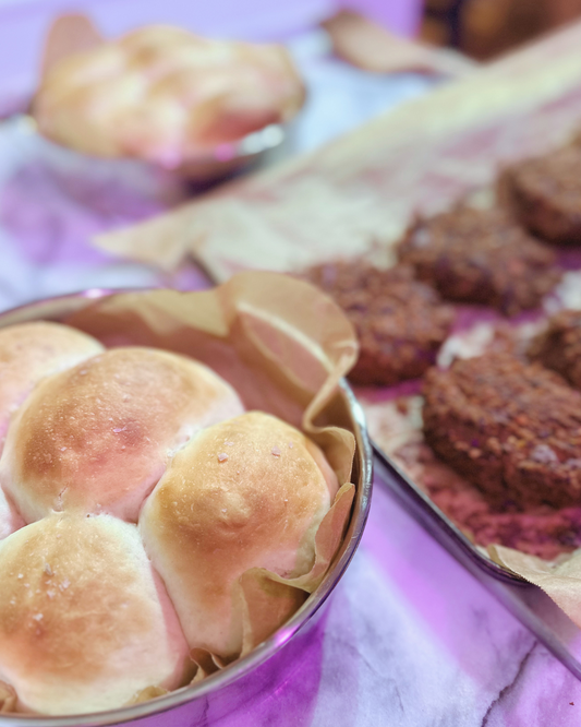 Front Porch Kitchen Chronicles Recap: Homemade Black Bean Veggie Patties and Yeast Buns